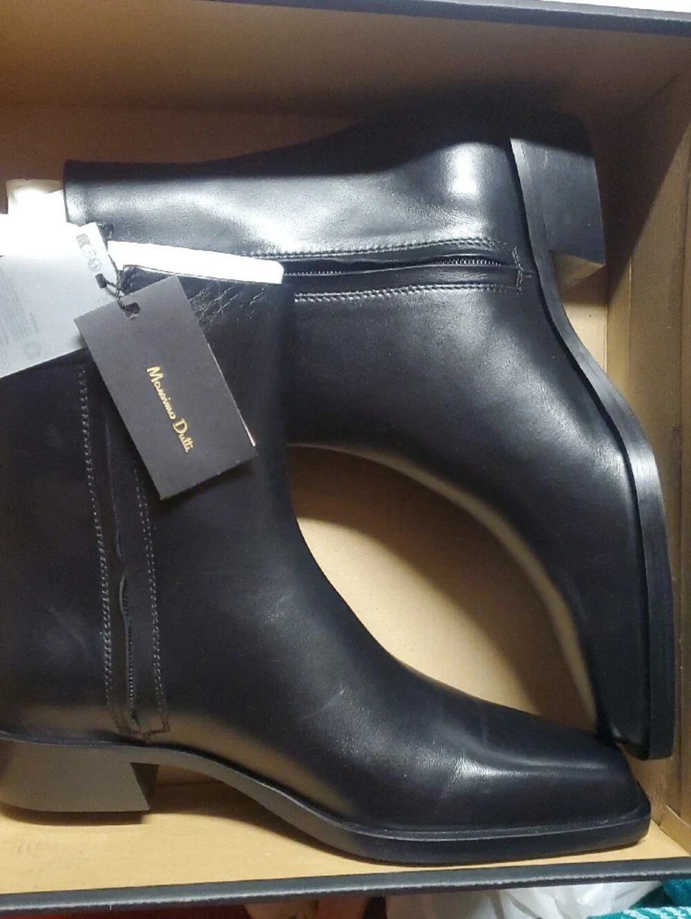 Massimo Dutti Black Leather Chukka Zip Boots